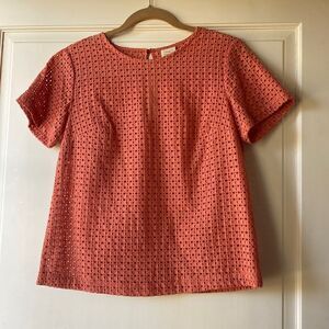 Pretty Coral Colored Eyelet Top By A New Day